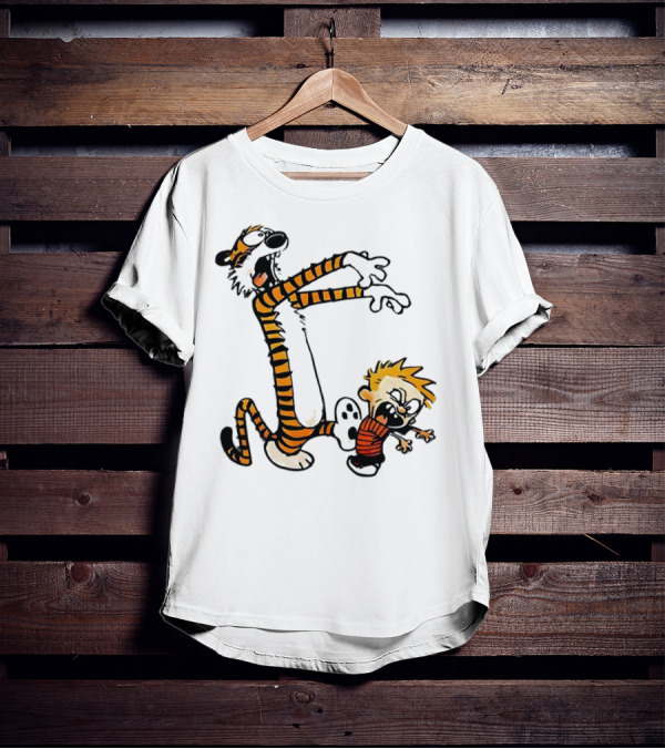 Calvin And Hobbes Playing Zombies Comic Characters Fun T-Shirt