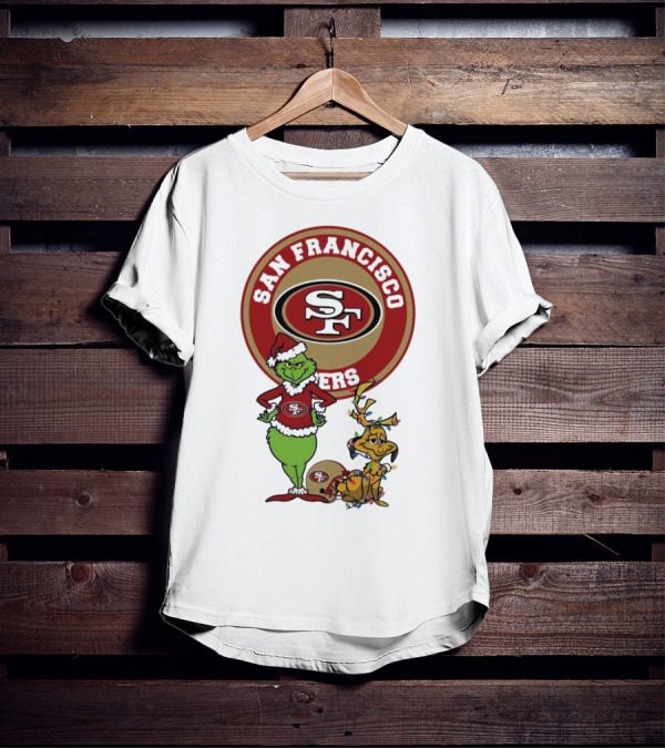 San Francisco 49ers Grinch And Max Merry Christmas T-Shirt