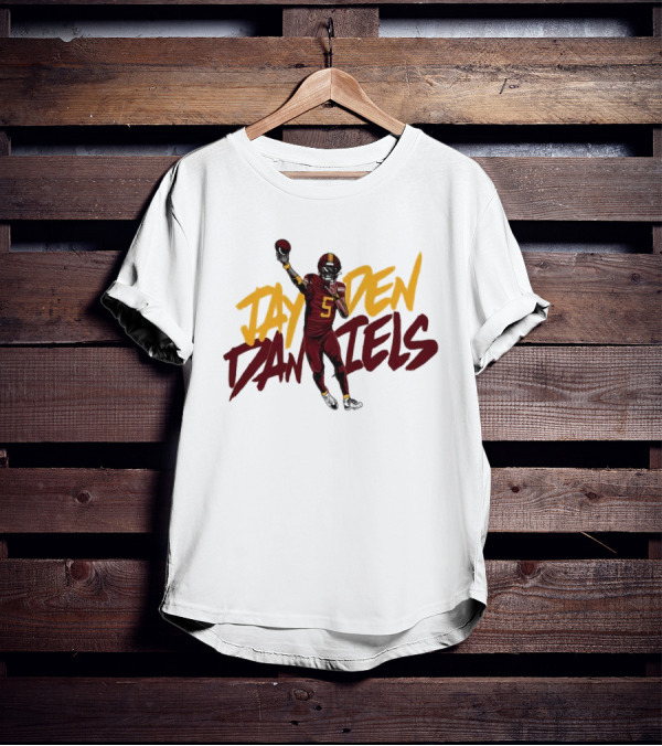 Jayden Daniels Washington Commanders Player Cartoon Football 5 T-Shirt