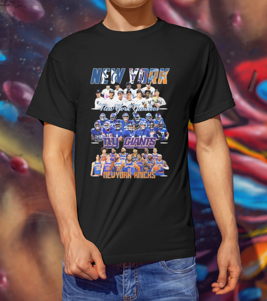 New York Yankees NY Giants New York Knicks Team Players T-Shirt