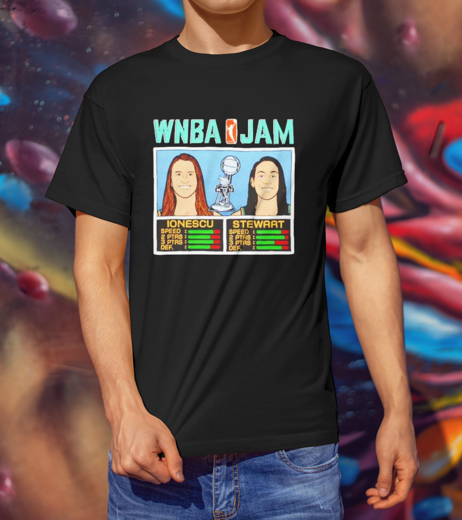 WNBA Jam New York Liberty Ionescu Stewart Player Stats T-Shirt