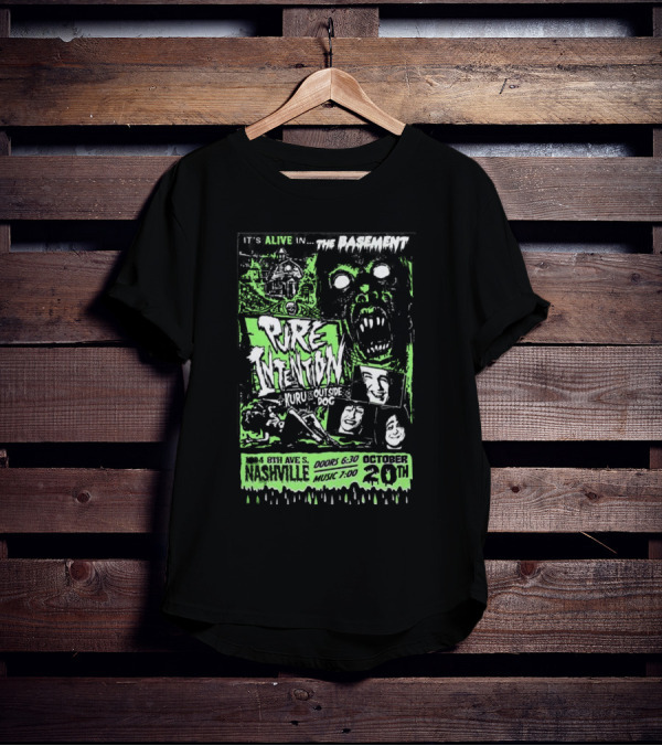 It's Alive In The Basement Pure Intention Kuru Set Outside Dog Nashville October 20th T-Shirt