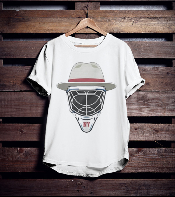 New York Rangers NY Hockey Mask Fedora Hat T-Shirt