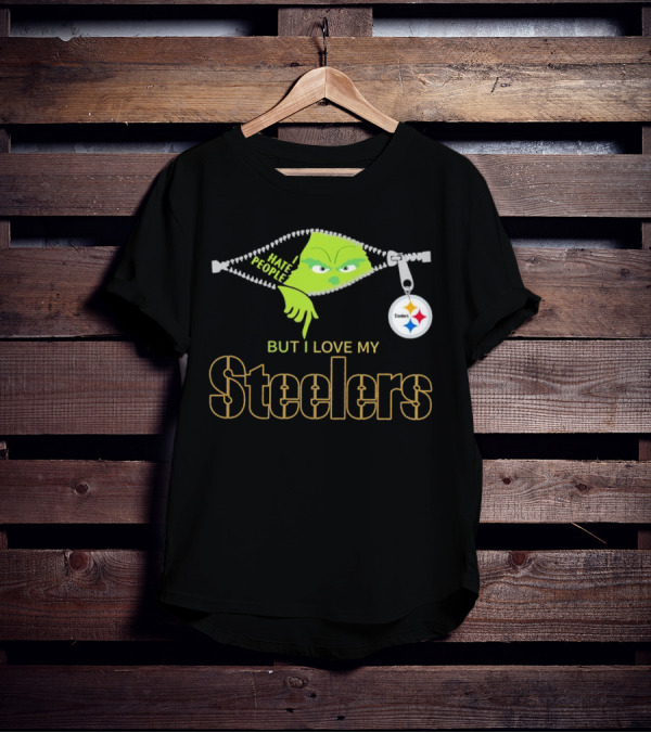 I Hate People But I Love My Pittsburgh Steelers Christmas Grinch Zip Steel Curtain T-Shirt