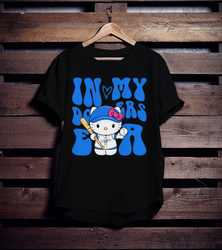In My Dodgers Era Hello Kitty Baseball T-Shirt