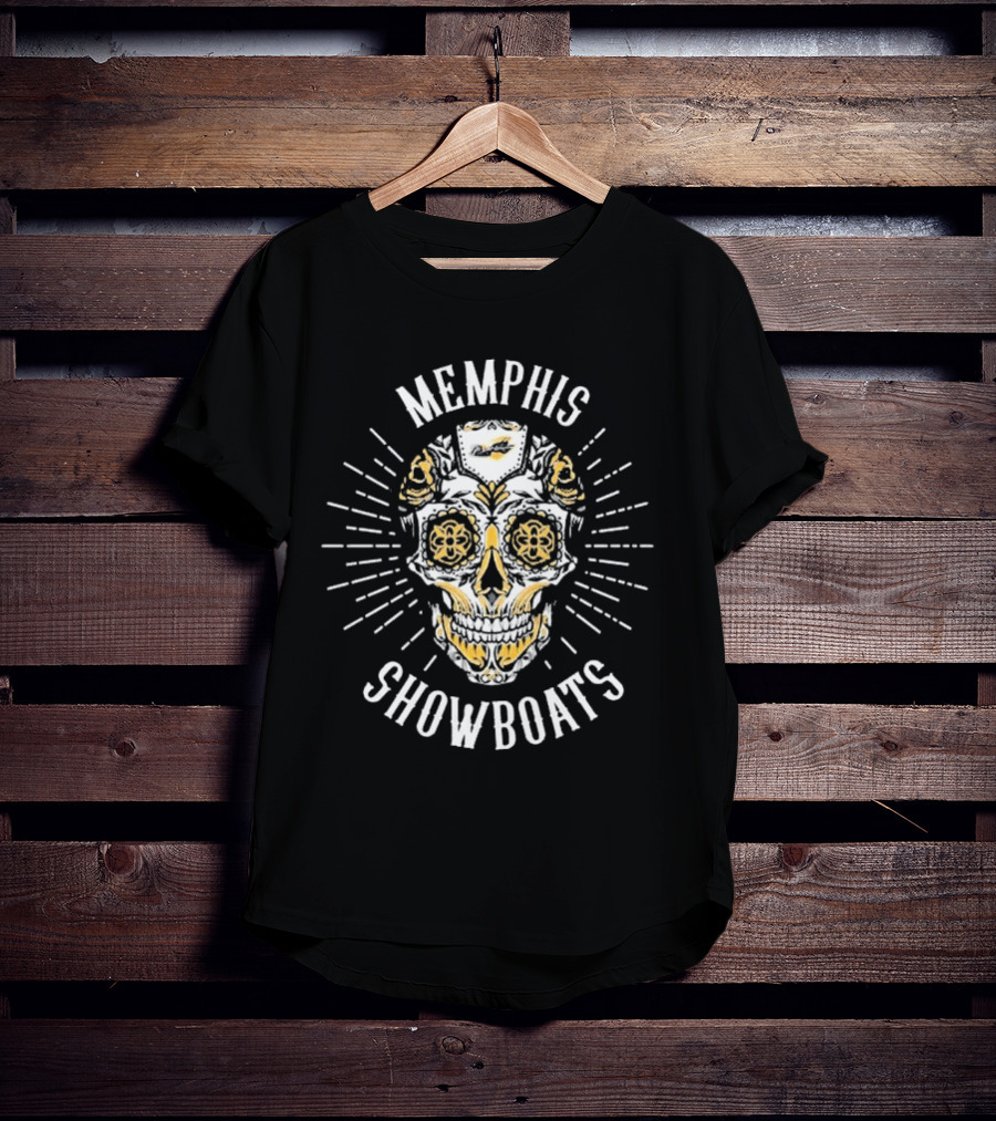 Memphis Showboats Dia De Los Muertos Skull T-Shirt