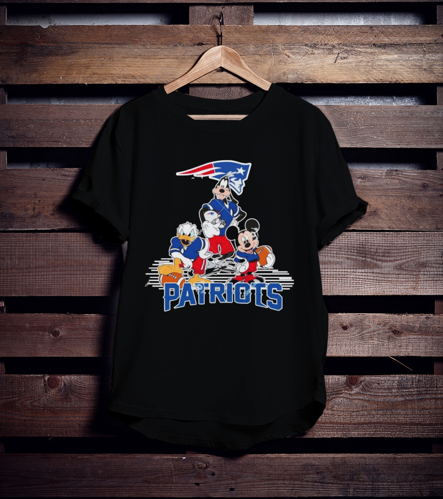 Mickey Donald Goofy Patriots Football Disney Crossover T-Shirt