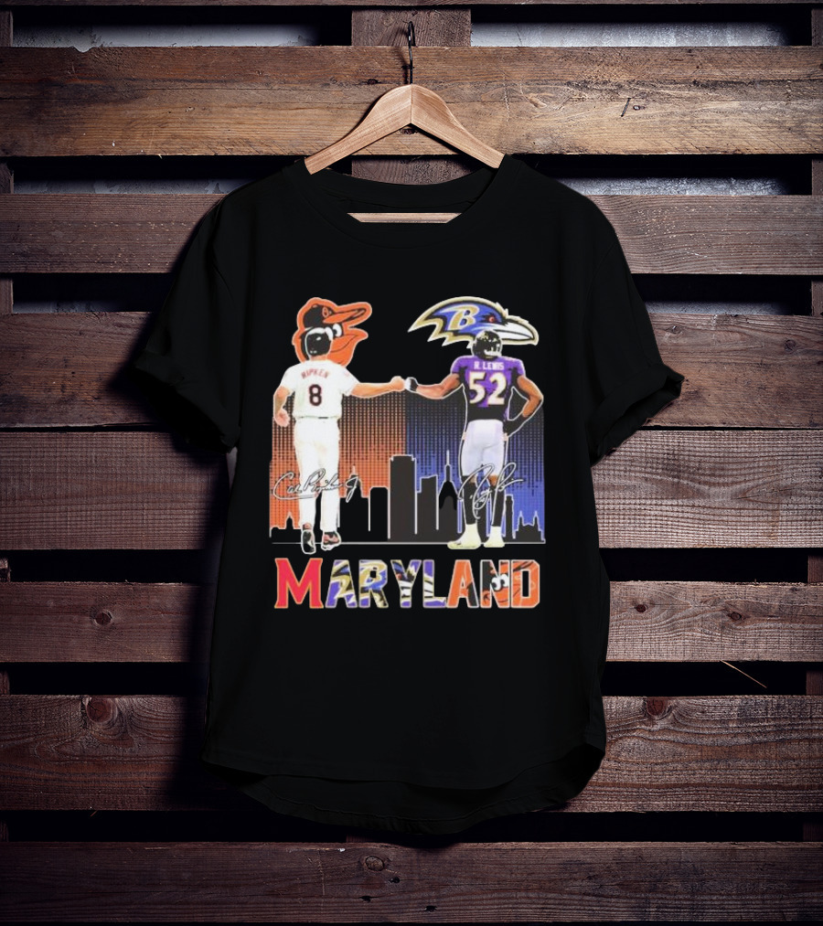 Maryland Sports Baltimore Orioles Ripken Baltimore Ravens Lewis Signatures T-Shirt