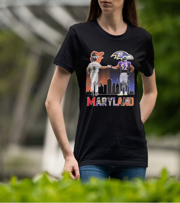 Maryland Sports Baltimore Orioles Ripken Baltimore Ravens Lewis Signatures T-Shirt