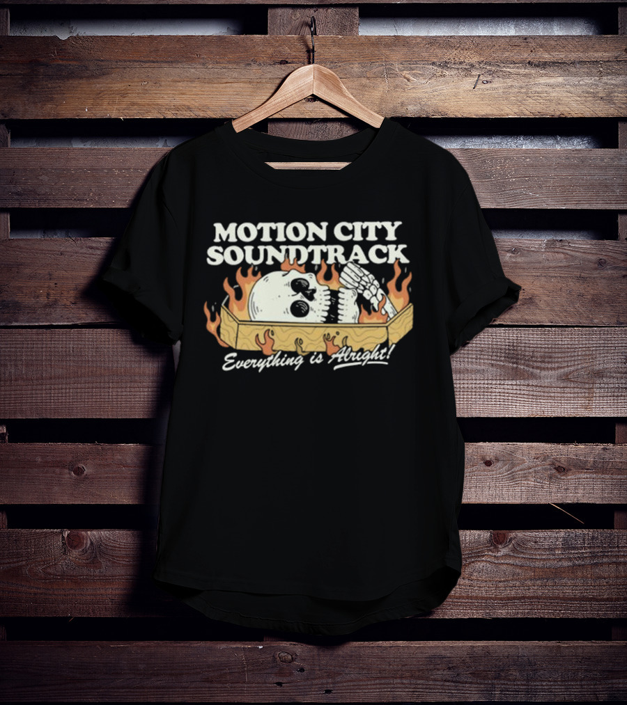 Motion City Soundtrack Everything Is Alright Coffin Skull Flames T-Shirt
