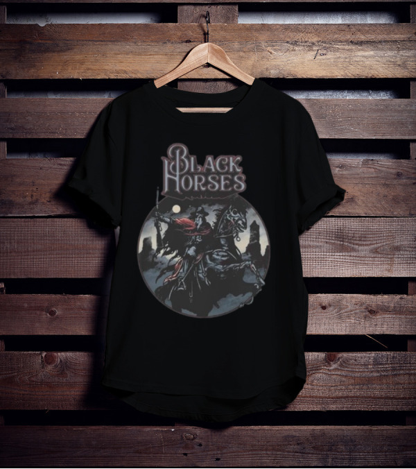 Black Horses Moonlit Knight T-Shirt