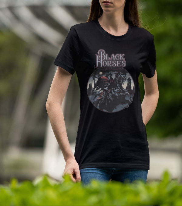 Black Horses Moonlit Knight T-Shirt