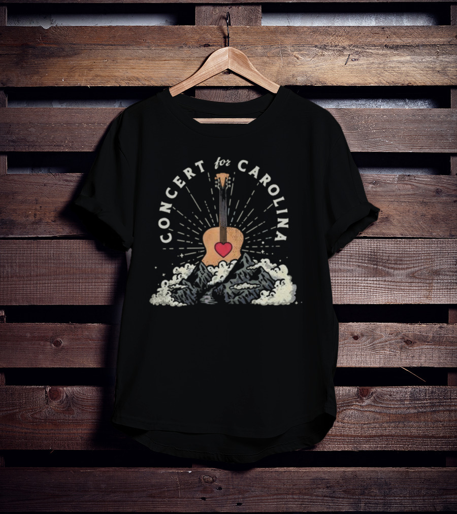 Concert For Carolina Guitar Heart And Mountains T-Shirt