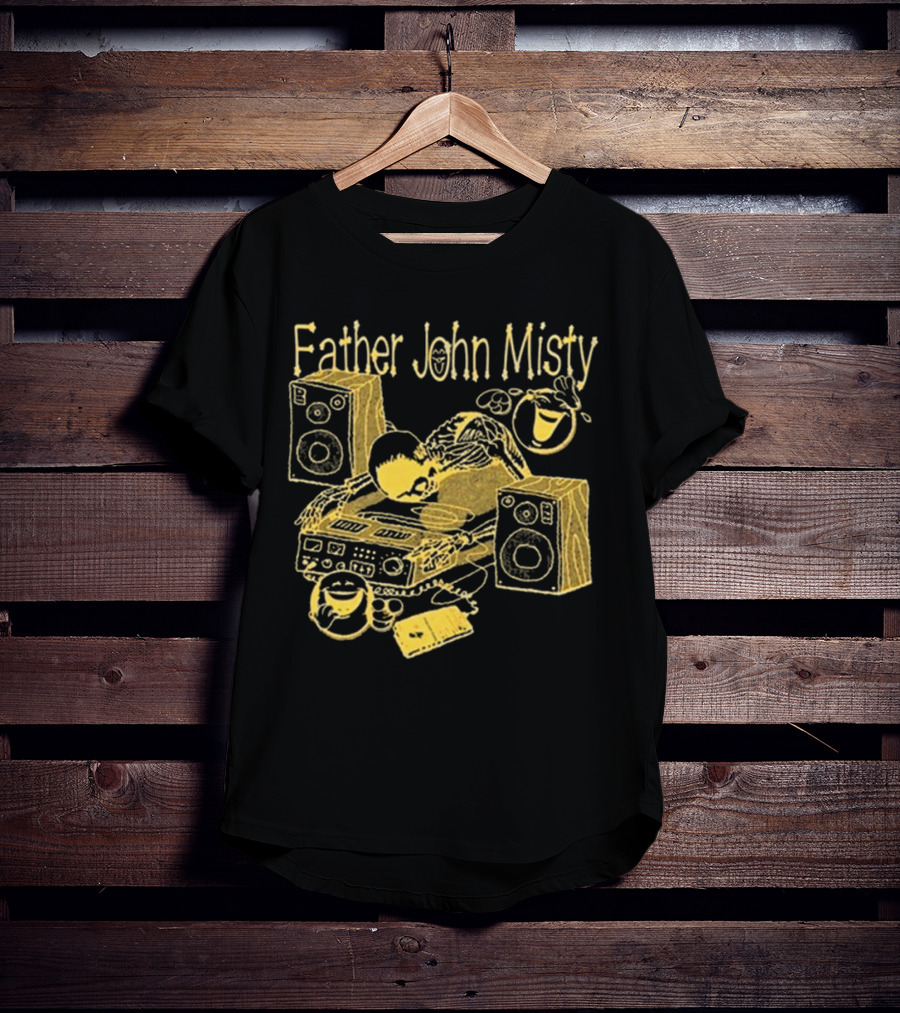 Father John Misty DJ Cartoon Skeleton With Speakers T-Shirt