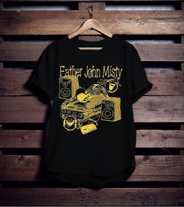 Father John Misty DJ Cartoon Skeleton With Speakers T-Shirt