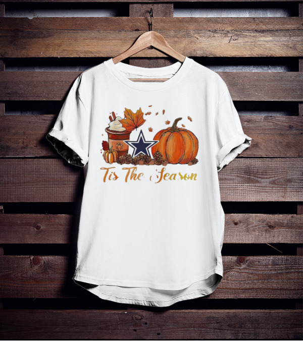 Dallas Cowboys Tis The Season Pumpkin Latte Autumn Decor T-Shirt