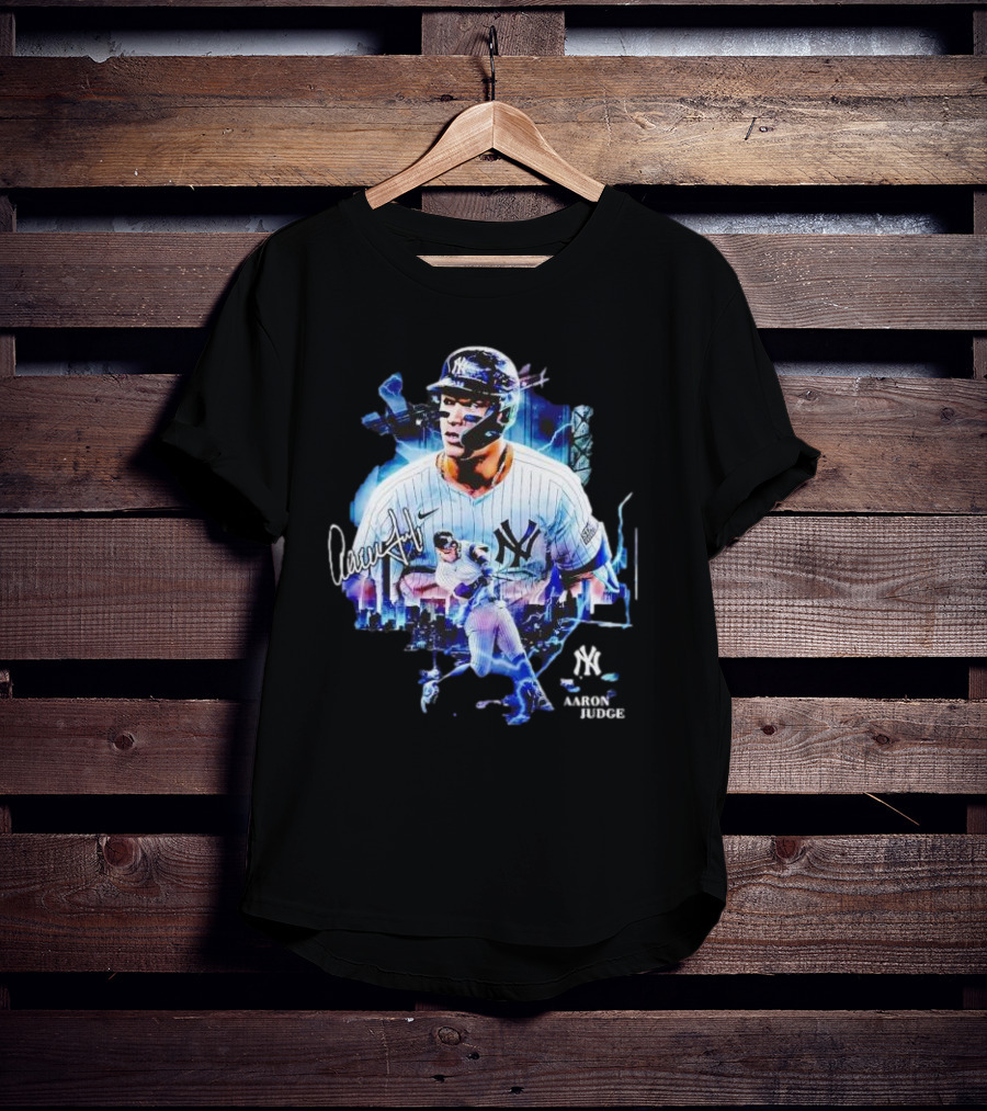 Aaron Judge New York Yankees Signature Vintage Skyline Baseball T-Shirt