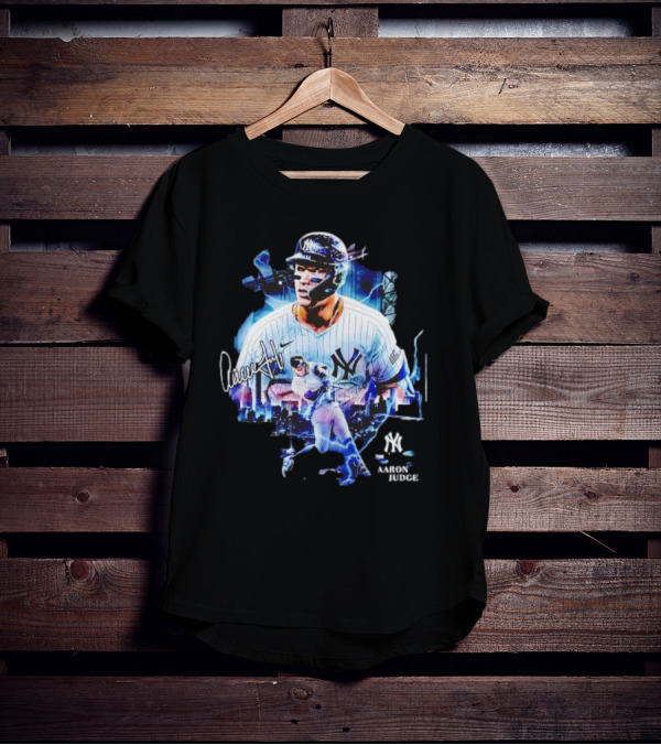 Aaron Judge New York Yankees Signature Vintage Skyline Baseball T-Shirt