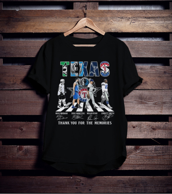 Texas Legends Mike Modano Dirk Nowitzki Nolan Ryan Emmitt Smith Thank You For The Memories T-Shirt