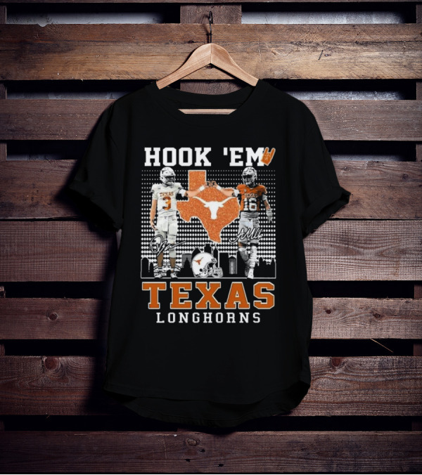 Hook 'Em Texas Longhorns Jordan Whittington Arch Manning Signatures T-Shirt