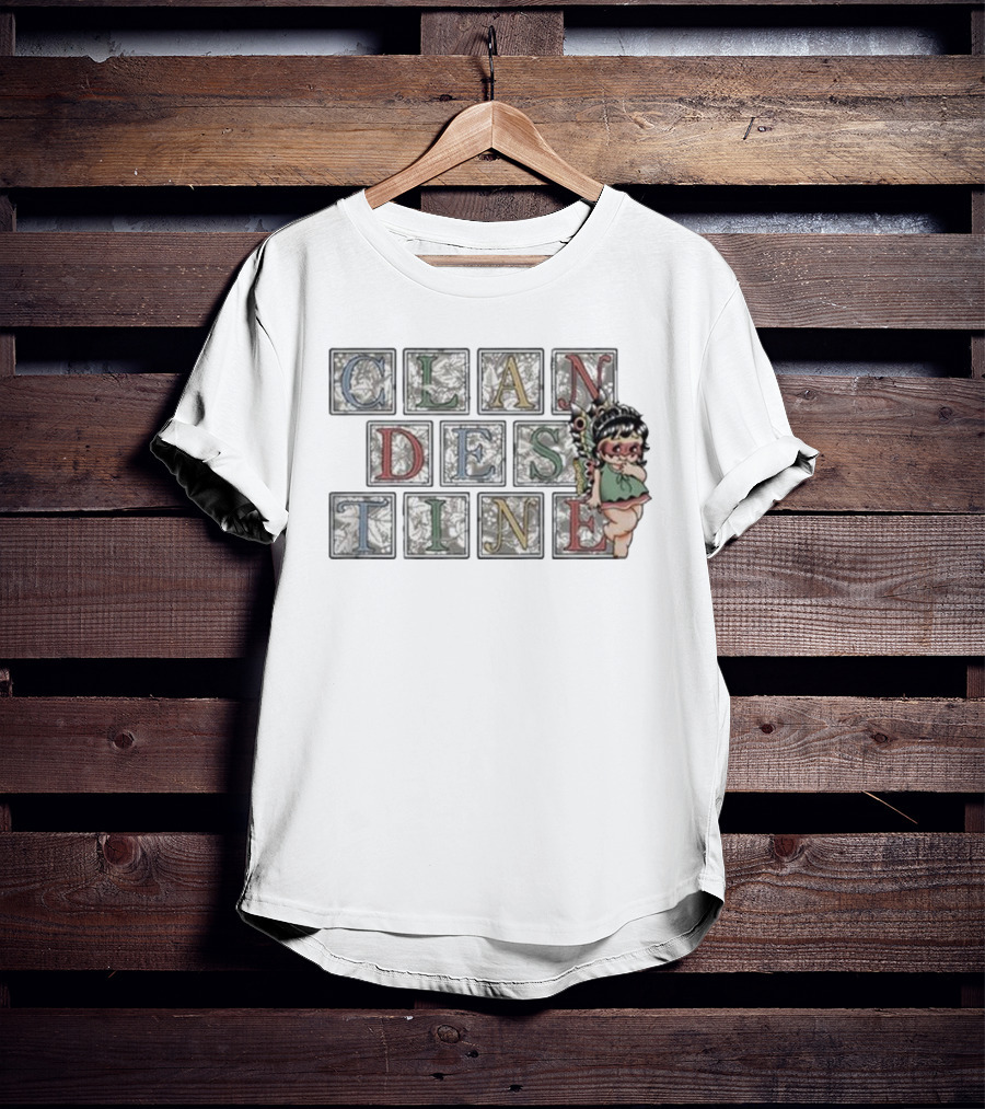 Clandestine Industries Fairy Letters Block Design With Cartoon Fairy T-Shirt