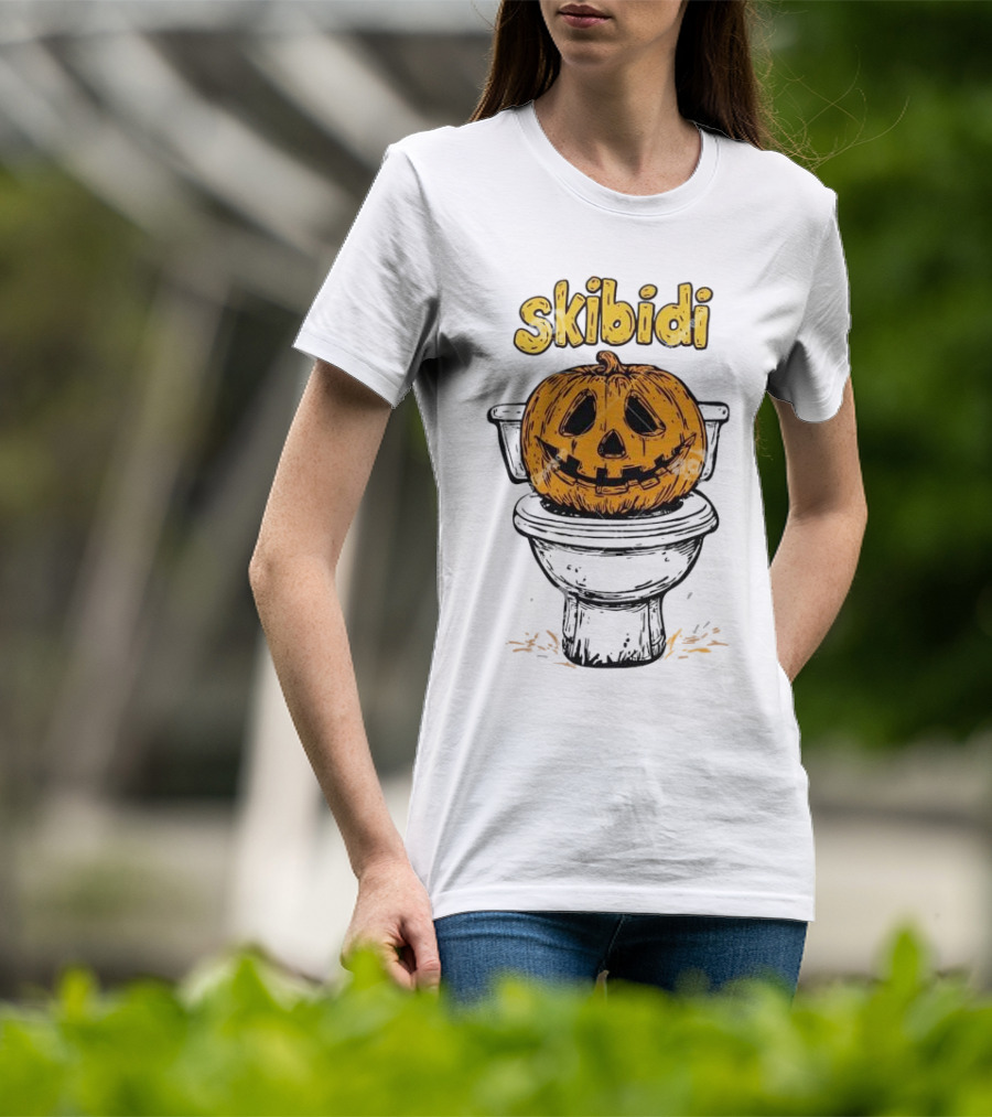 Skibidi Pumpkin On Toilet Jack-o'-Lantern T-Shirt