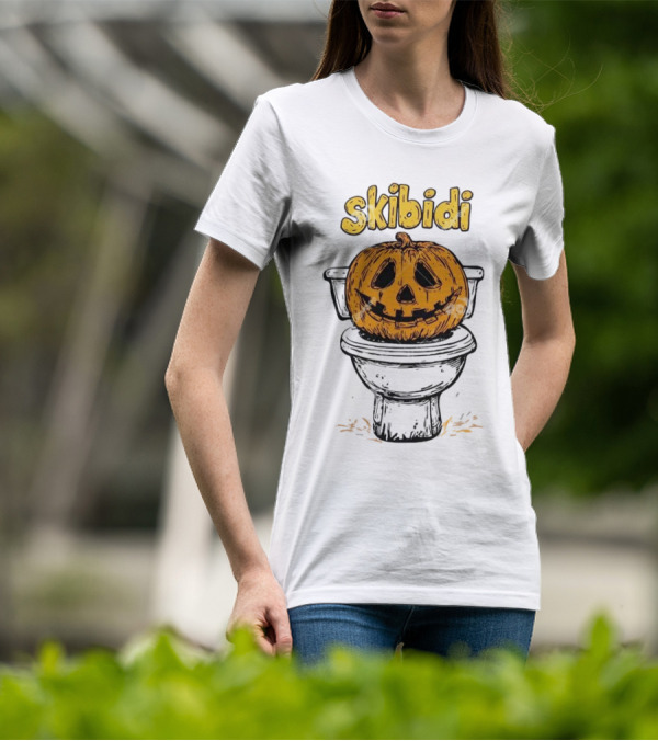 Skibidi Pumpkin On Toilet Jack-o'-Lantern T-Shirt