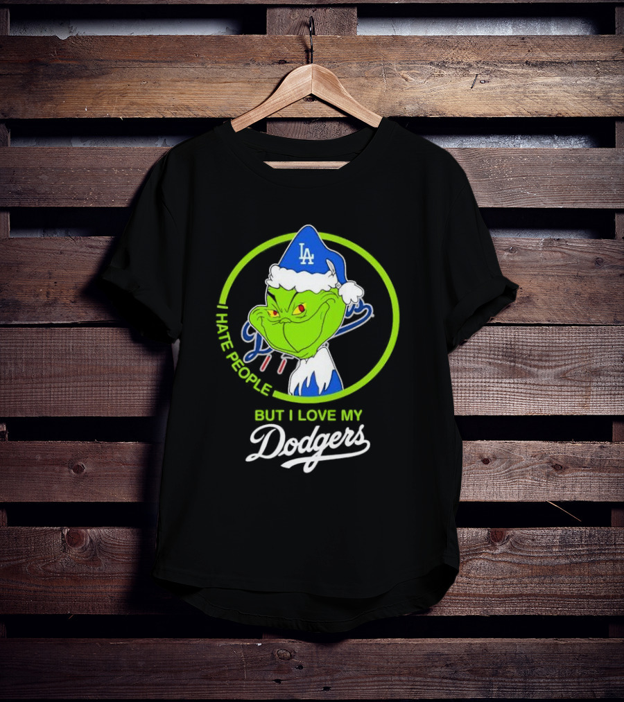 Grinch I Hate People But I Love My LA Dodgers Christmas T-Shirt