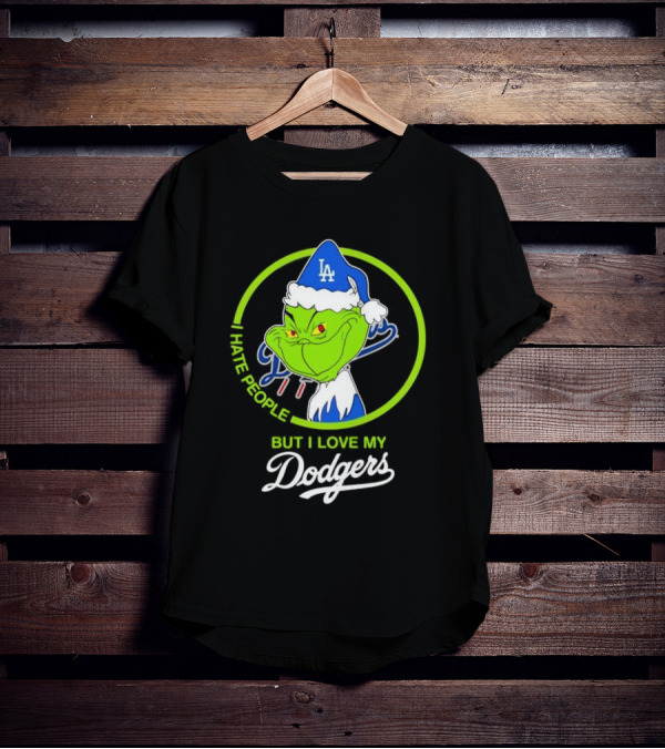 Grinch I Hate People But I Love My LA Dodgers Christmas T-Shirt