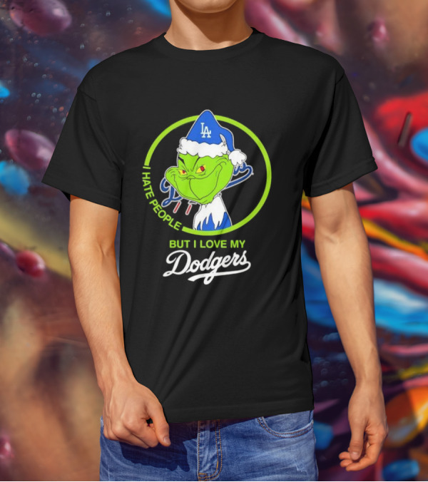 Grinch I Hate People But I Love My LA Dodgers Christmas T-Shirt
