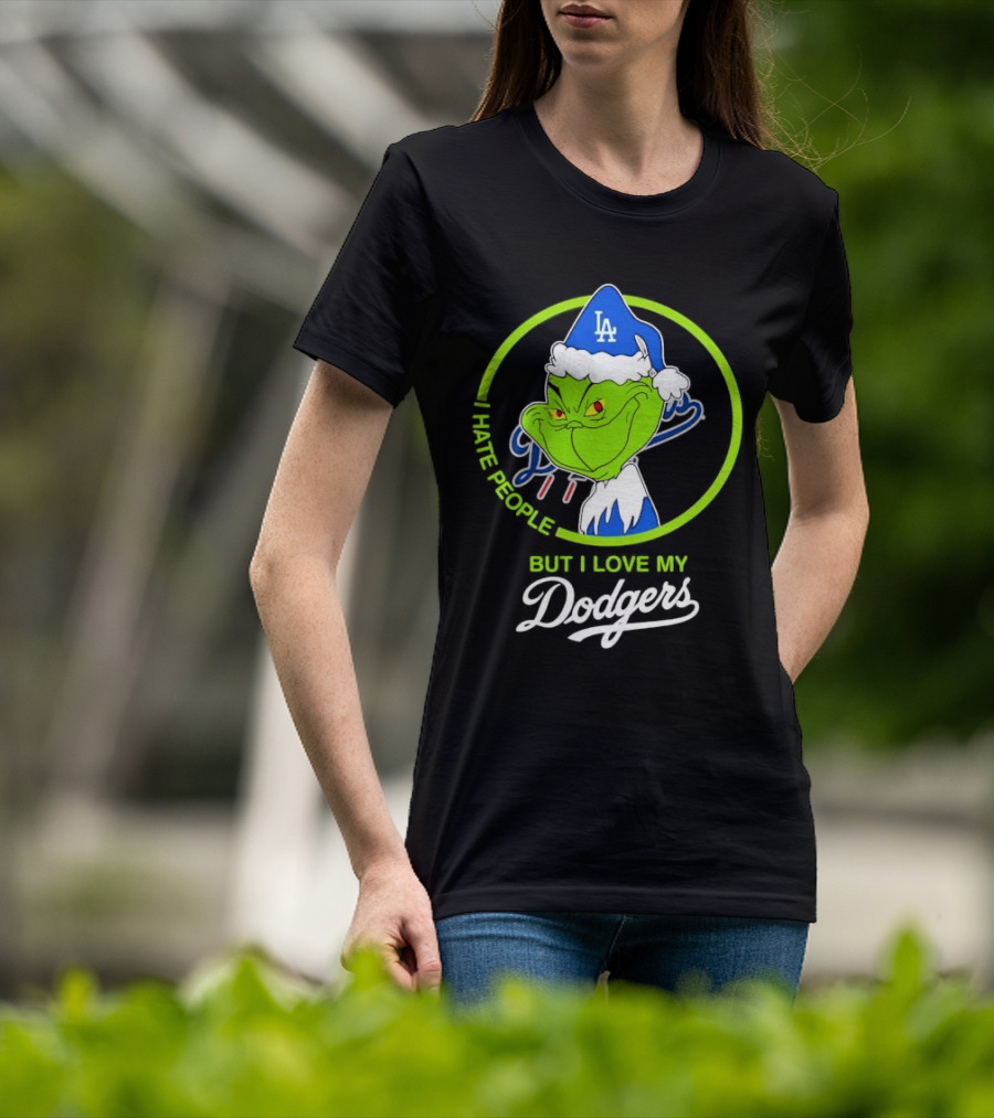 Grinch I Hate People But I Love My LA Dodgers Christmas T-Shirt