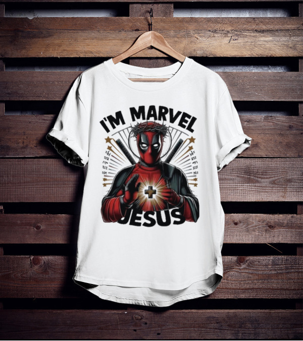I'm Marvel Jesus Deadpool With Cross Halo And Swords T-Shirt