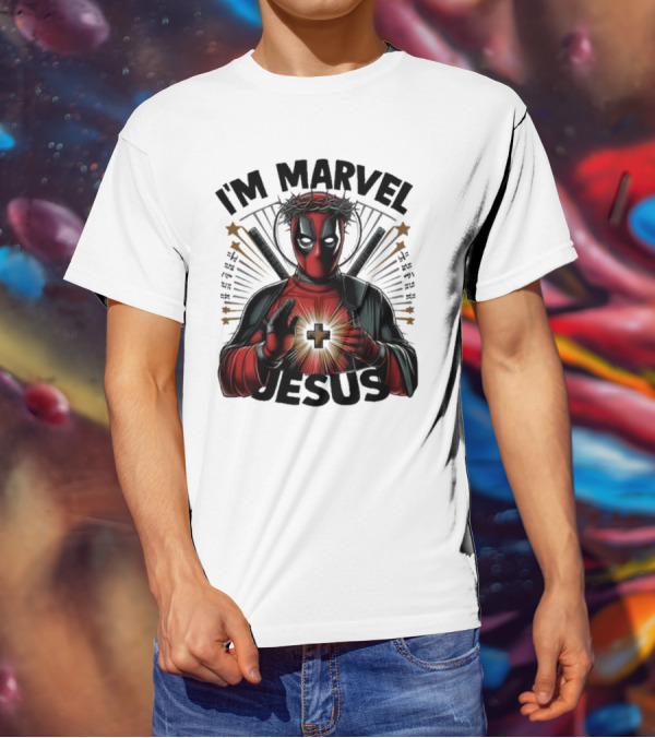 I'm Marvel Jesus Deadpool With Cross Halo And Swords T-Shirt
