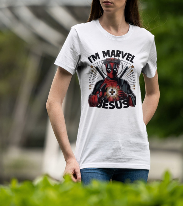I'm Marvel Jesus Deadpool With Cross Halo And Swords T-Shirt