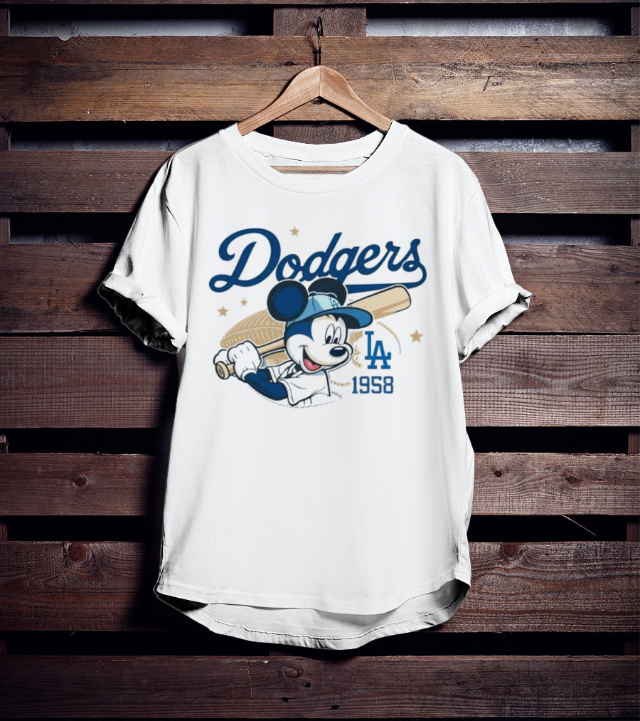 Mickey Mouse Dodgers LA 1958 Baseball MLB Team Retro Fashion T-Shirt