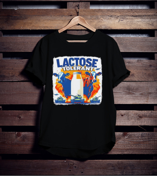 LACTOSE TOLERANT Milk Defense With Cows And Tanks T-Shirt