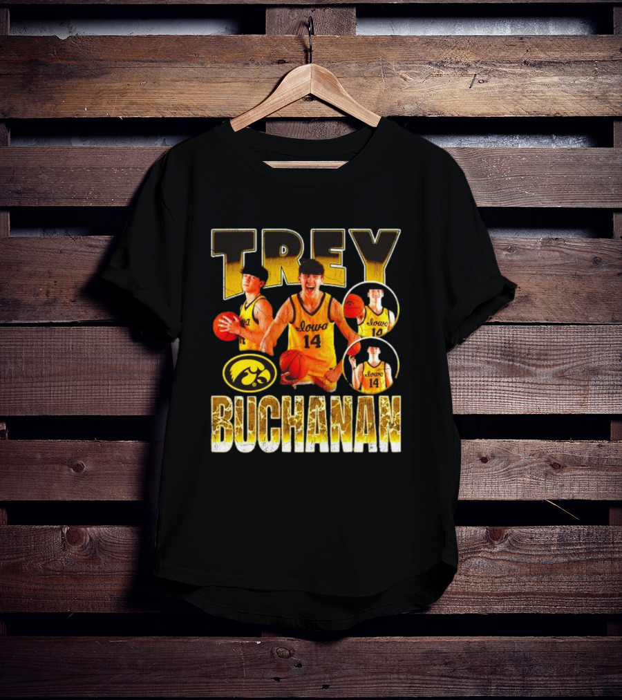 Trey Buchanan Iowa Hawkeyes Basketball Team Retro Jersey Number 14 T-Shirt