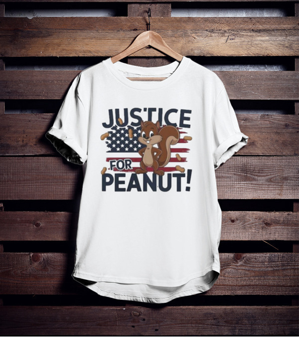 Justice For Peanut The Squirrel American Flag Peanuts T-Shirt