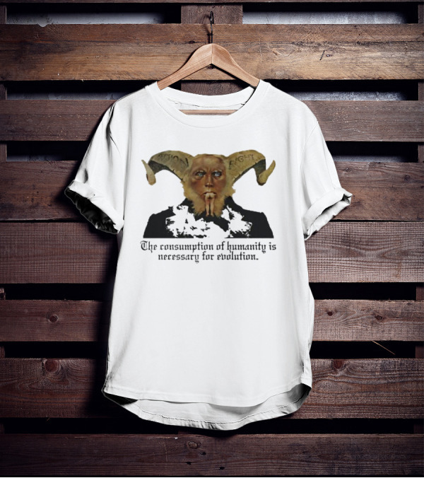 The Consumption Of Humanity Is Necessary For Evolution Goat Mask Figure T-Shirt