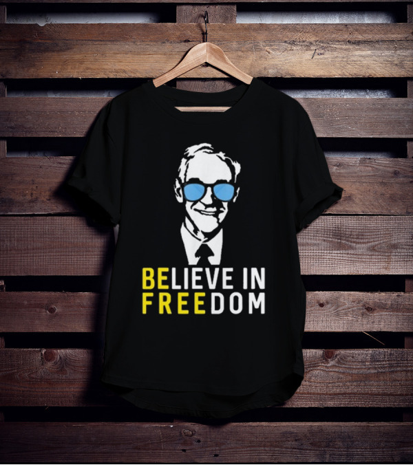 Believe In Freedom Libertarian Ron Paul Blue Sunglasses T-Shirt