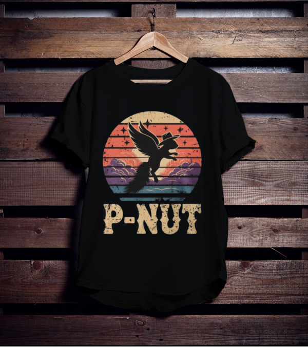 P-Nut Flying Squirrel In Hat With Sunset Sky Justice For Peanut T-Shirt