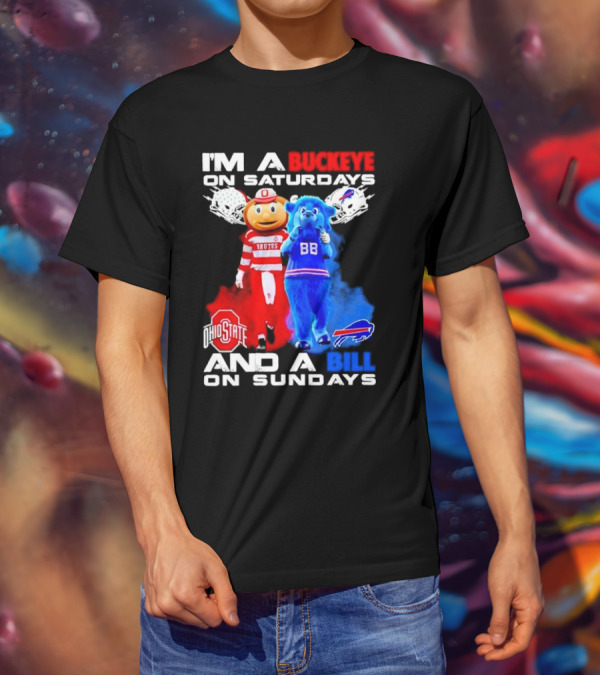 I’m A Buckeye On Saturdays And A Bill On Sundays Ohio State Buffalo Mascots Helmets T-Shirt