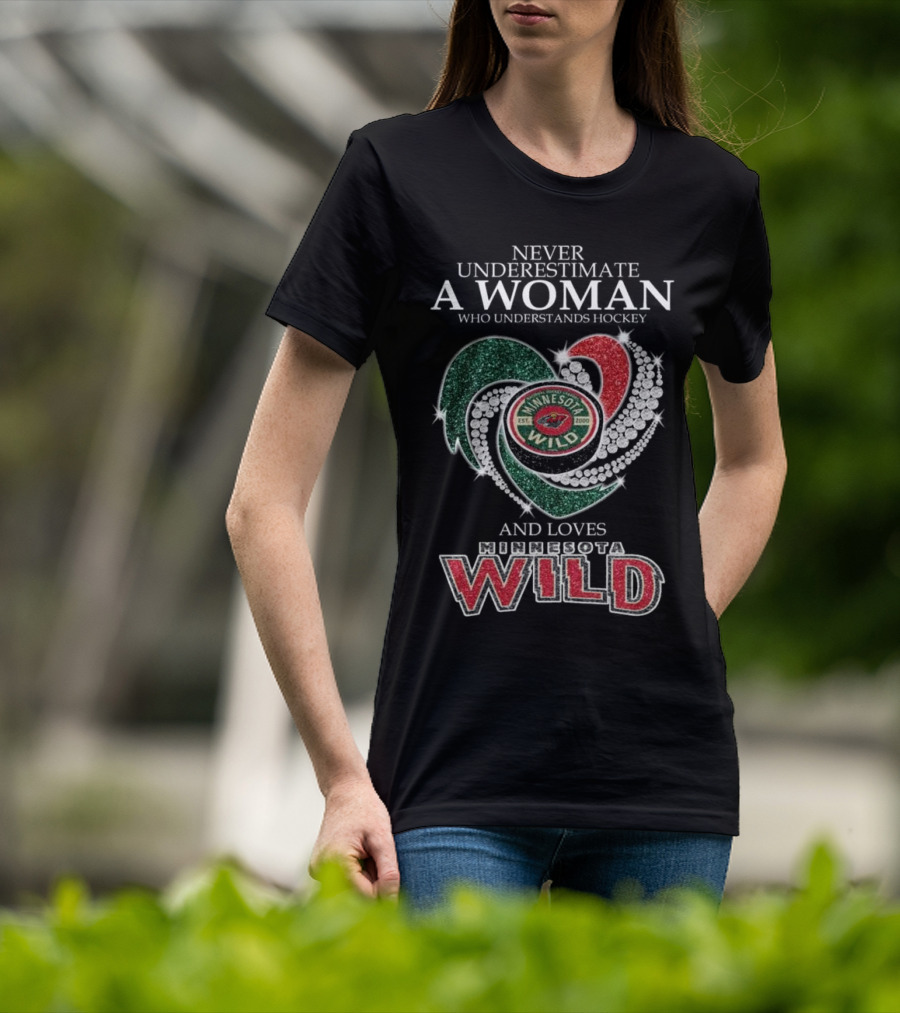 Never Underestimate A Woman Who Understands And Loves Minnesota Wild Hockey T-Shirt