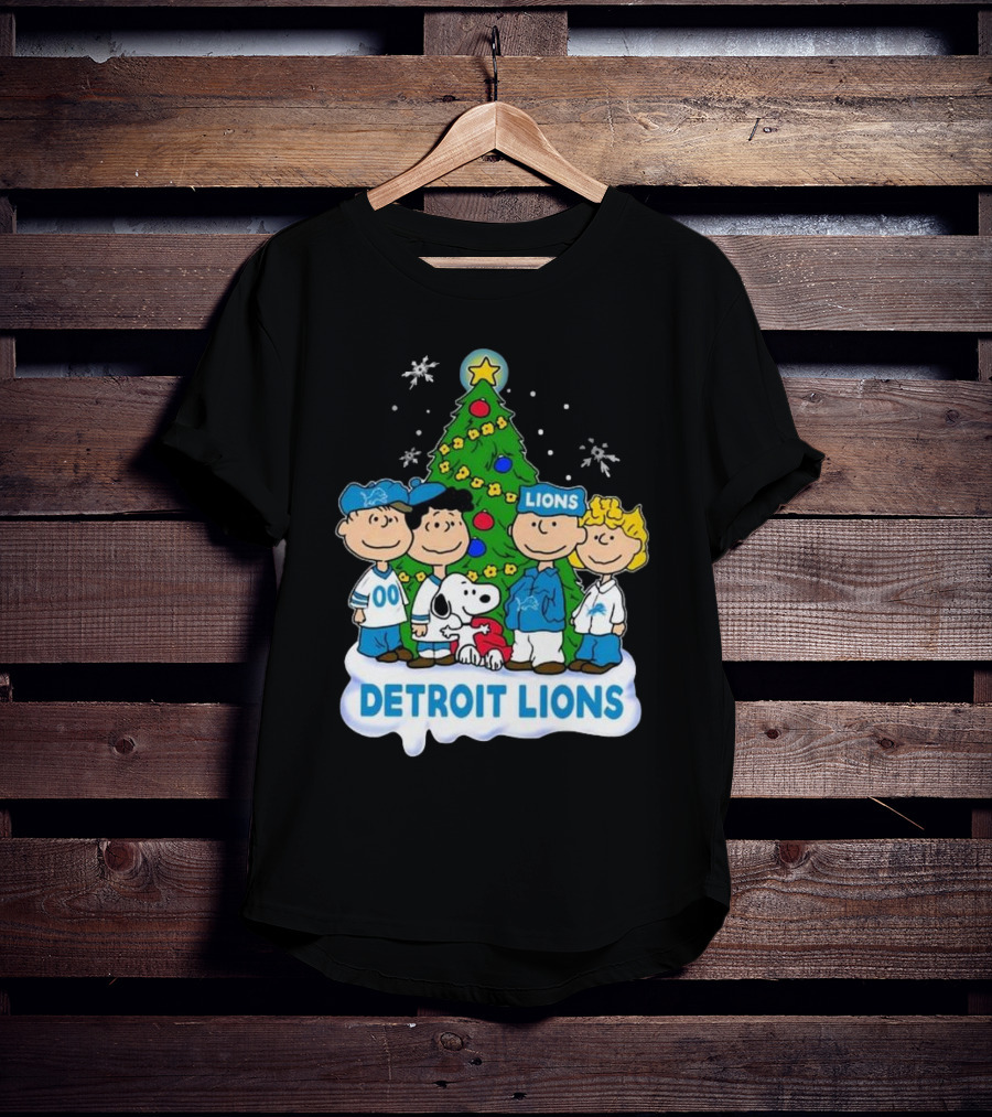 Detroit Lions Peanuts Merry Christmas T-Shirt