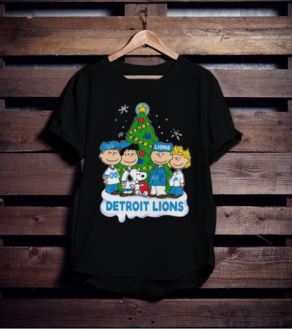 Detroit Lions Peanuts Merry Christmas T-Shirt