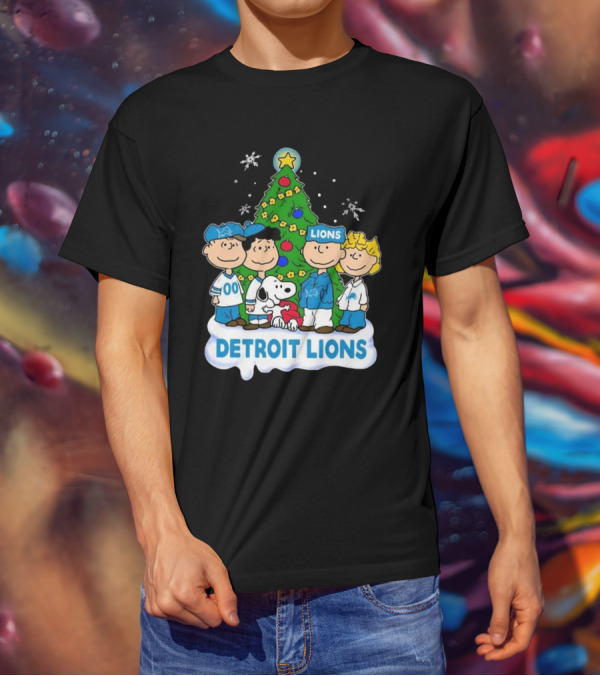 Detroit Lions Peanuts Merry Christmas T-Shirt