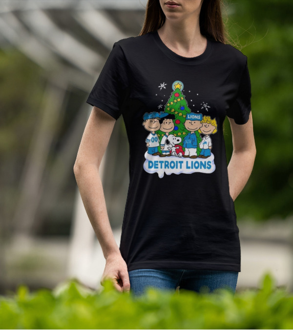 Detroit Lions Peanuts Merry Christmas T-Shirt