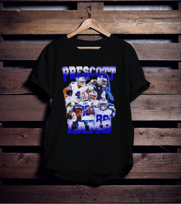 Prescott Lamb Dallas Cowboys Football Stars Collage T-Shirt