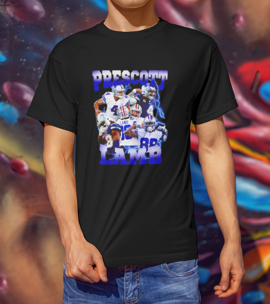Prescott Lamb Dallas Cowboys Football Stars Collage T-Shirt