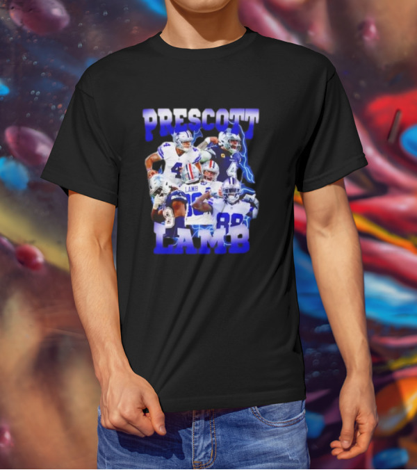 Prescott Lamb Dallas Cowboys Football Stars Collage T-Shirt
